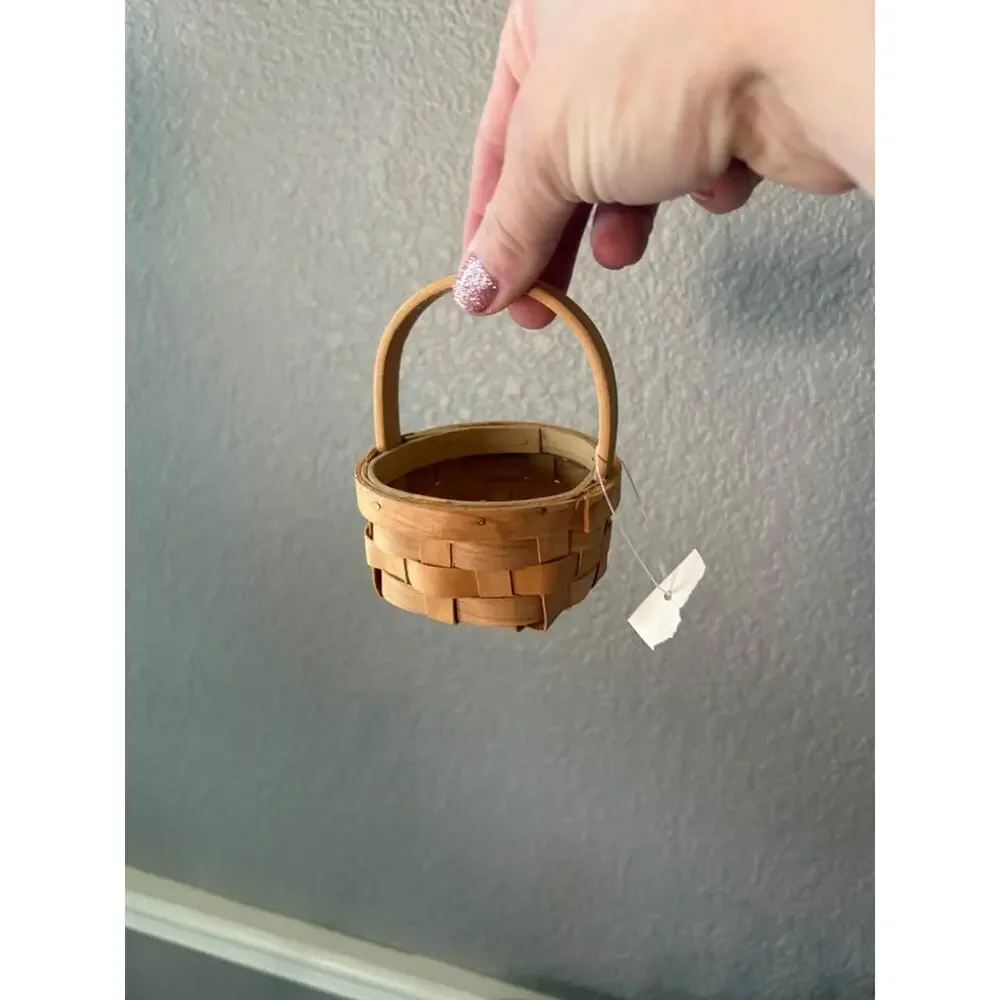 Lot of 6 Miniature Woven Wood Splint Baskets Handles Doll Craft country farm